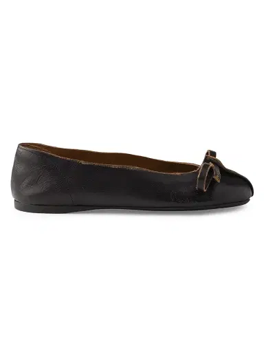 Prada Women's Antiqued Leather Ballerinas - Black - Size 7 | Thumbnail 1