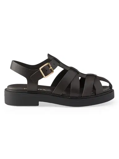 Prada Women's Leather Fisherman's Sandals - Brown - Size 7 | Thumbnail 1