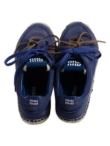 Miu Miu Women's Gymnasium Gabardine Sneakers - Blue - Size 7 | Thumbnail 2