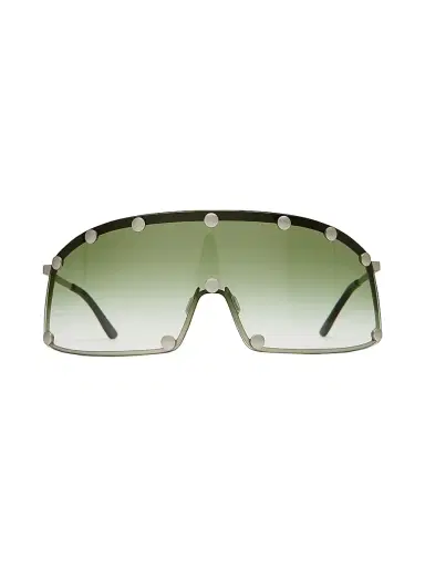 Rick Owens Men's Mirrored Shield Sunglasses - Silver Green | Thumbnail 2