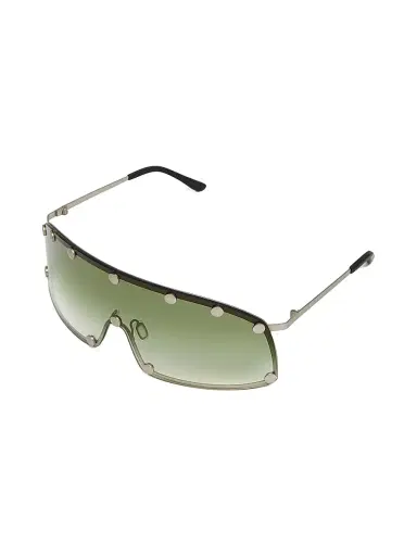 Rick Owens Men's Mirrored Shield Sunglasses - Silver Green | Thumbnail 1