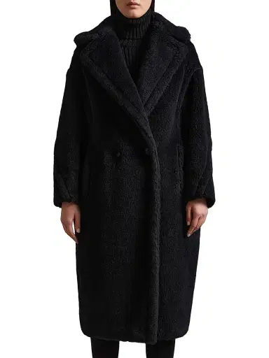 Max Mara Women's Teddy Bear Icon Coat in Alpaca and Wool - Black | Thumbnail 2 Max Mara Women's Teddy Bear Icon Coat in Alpaca and Wool - Black | Thumbnail 2