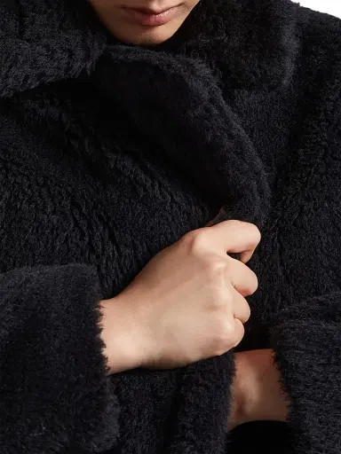 Max Mara Women's Teddy Bear Icon Coat in Alpaca and Wool - Black | Thumbnail 4 Max Mara Women's Teddy Bear Icon Coat in Alpaca and Wool - Black | Thumbnail 4