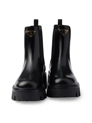 Prada Women's Brushed Leather Booties - Black - Size 10.5 | Thumbnail 2 Prada Women's Brushed Leather Booties - Black - Size 10.5 | Thumbnail 2