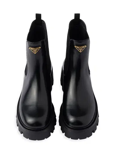 Prada Women's Brushed Leather Booties - Black - Size 10.5 | Thumbnail 4 Prada Women's Brushed Leather Booties - Black - Size 10.5 | Thumbnail 4