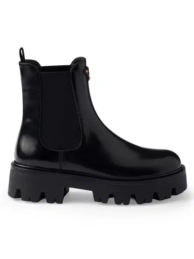 Prada Women's Brushed Leather Booties - Black - Size 10.5 | Thumbnail 1 Prada Women's Brushed Leather Booties - Black - Size 10.5 | Thumbnail 1