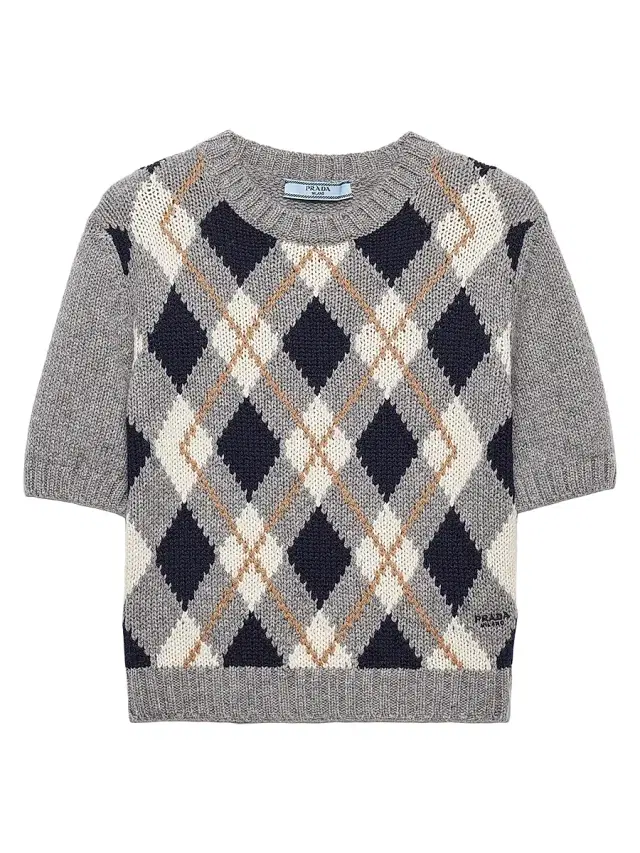 Women's Short-Sleeved Cashmere Sweater - Grey
