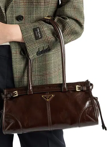 Prada Women's Bonnie Leather Top Handle Bag - Brown | Thumbnail 2 Prada Women's Bonnie Leather Top Handle Bag - Brown | Thumbnail 2