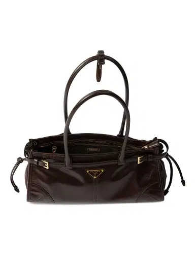 Prada Women's Bonnie Leather Top Handle Bag - Brown | Thumbnail 6 Prada Women's Bonnie Leather Top Handle Bag - Brown | Thumbnail 6
