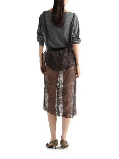 Prada Women's Chantilly Lace Midi-Skirt with Suspender Straps | Thumbnail 3