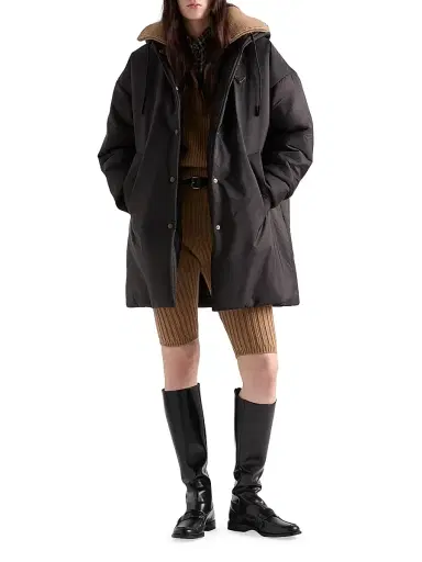 Prada Women's Lightweight Re-Nylon Raincoat - Black - Size 8 | Thumbnail 7 Prada Women's Lightweight Re-Nylon Raincoat - Black - Size 8 | Thumbnail 7