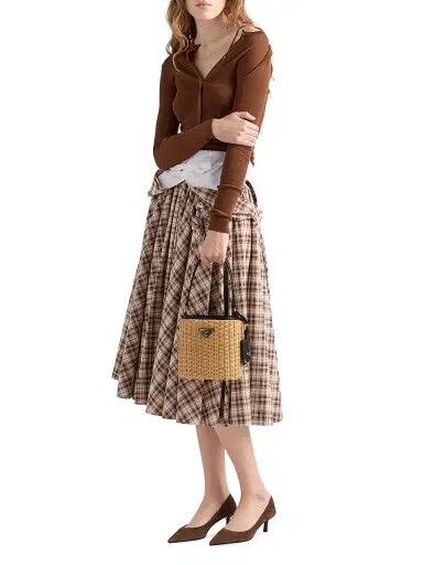 Prada Women's Wicker and Leather Bucket Bag | Thumbnail 2