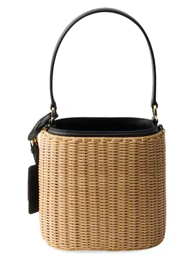 Prada Women's Wicker and Leather Bucket Bag | Thumbnail 5