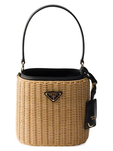Prada Women's Wicker and Leather Bucket Bag | Thumbnail 1