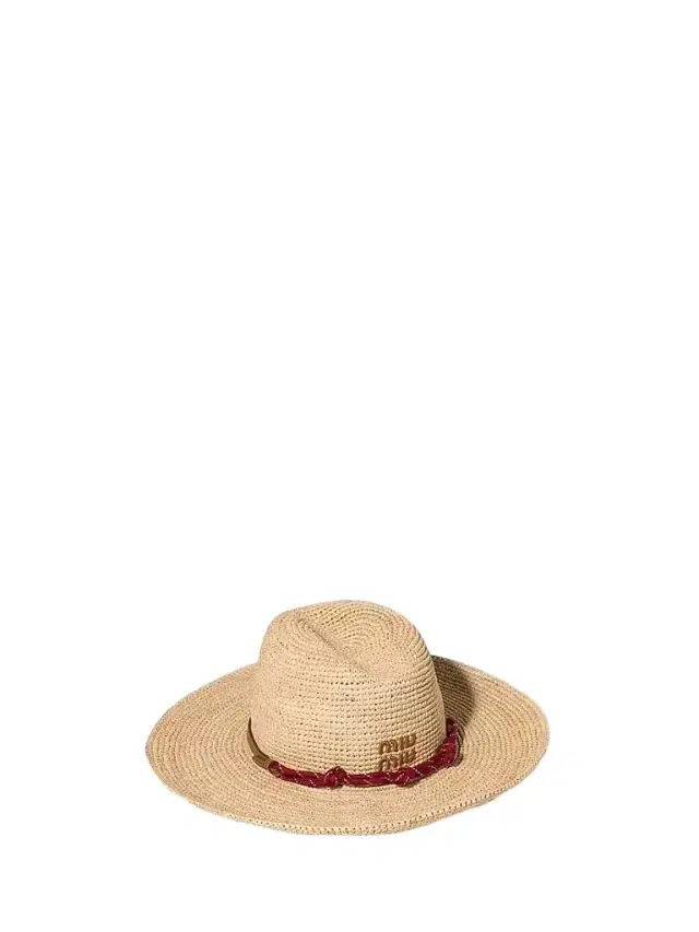 Women's Raffia and Leather Hat - Beige Khaki