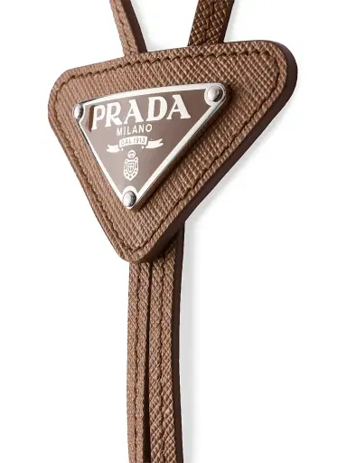 Prada Men's Saffiano Leather Bolo Tie - Brown | Thumbnail 2 Prada Men's Saffiano Leather Bolo Tie - Brown | Thumbnail 2