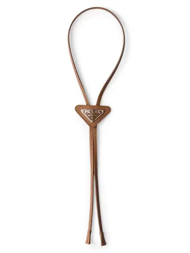 Prada Men's Saffiano Leather Bolo Tie - Brown | Thumbnail 1 Prada Men's Saffiano Leather Bolo Tie - Brown | Thumbnail 1