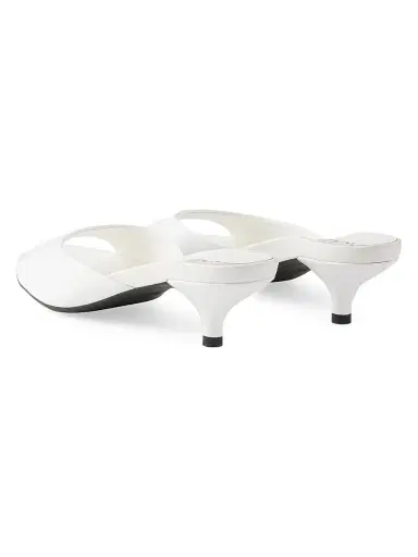 Prada Women's Patent Leather Kitten Heel Sandals - White | Thumbnail 3
