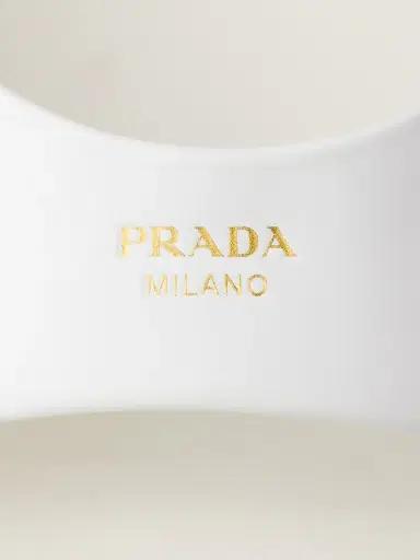 Prada Women's Patent Leather Kitten Heel Sandals - White | Thumbnail 5