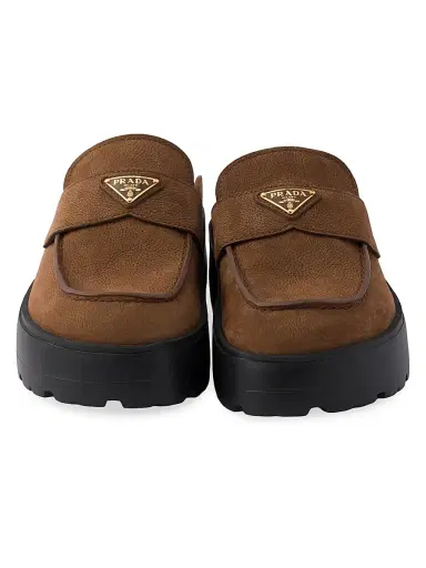 Prada Women's Nubuck Flatform Mules | Thumbnail 4