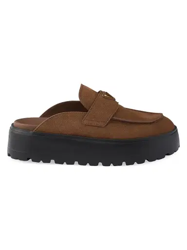 Prada Women's Nubuck Flatform Mules | Thumbnail 1