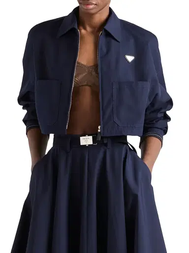 Prada Women's Poplin Blouson Jacket - Blue - Size 6 | Thumbnail 2