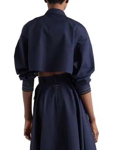 Prada Women's Poplin Blouson Jacket - Blue - Size 6 | Thumbnail 3