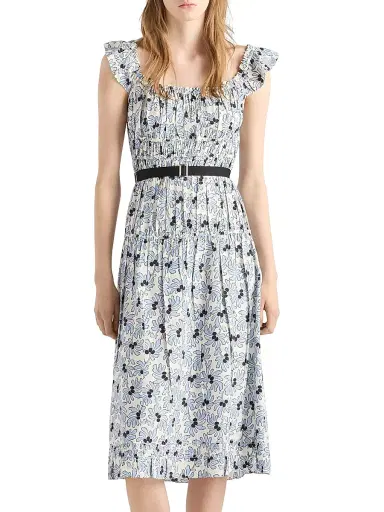 Prada Women's Floral Print Pongé Dress - Blue - Size 4 | Thumbnail 2 Prada Women's Floral Print Pongé Dress - Blue - Size 4 | Thumbnail 2