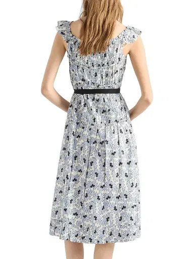 Prada Women's Floral Print Pongé Dress - Blue - Size 4 | Thumbnail 3 Prada Women's Floral Print Pongé Dress - Blue - Size 4 | Thumbnail 3
