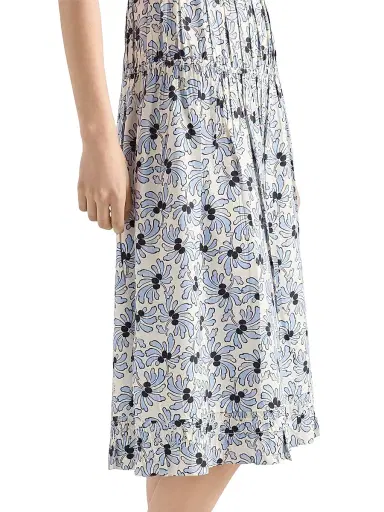 Prada Women's Floral Print Pongé Dress - Blue - Size 4 | Thumbnail 4 Prada Women's Floral Print Pongé Dress - Blue - Size 4 | Thumbnail 4