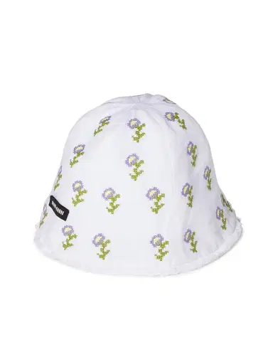 Miu Miu Women's Embroidered Beanie Cap - White Purple - Size Small | Thumbnail 1 Miu Miu Women's Embroidered Beanie Cap - White Purple - Size Small | Thumbnail 1