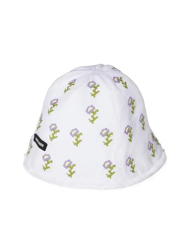 Women's Embroidered Beanie Cap - White Purple