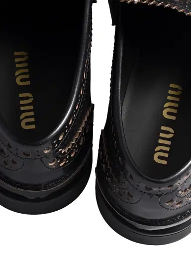 Miu Miu Women's Leather Loafers - Black | Thumbnail 2 Miu Miu Women's Leather Loafers - Black | Thumbnail 2