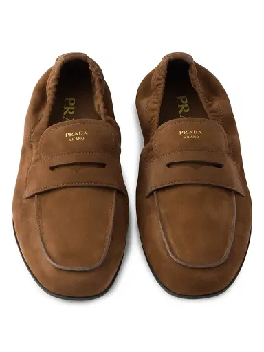 Prada Women's Shuffle Nubuck Leather Loafers - Brown - Size 5 | Thumbnail 4 Prada Women's Shuffle Nubuck Leather Loafers - Brown - Size 5 | Thumbnail 4