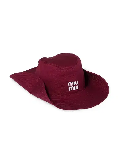 Miu Miu Women's Drill Cowboy Hat - Dark Red - Size Small | Thumbnail 1
