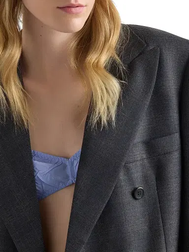 Prada Women's Double-Breasted Checked Wool Jacket | Thumbnail 4 Prada Women's Double-Breasted Checked Wool Jacket | Thumbnail 4