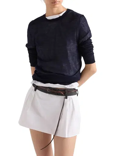 Prada Women's Cashmere and Silk Crew-Neck Sweater - Blue - Size 8 | Thumbnail 2 Prada Women's Cashmere and Silk Crew-Neck Sweater - Blue - Size 8 | Thumbnail 2
