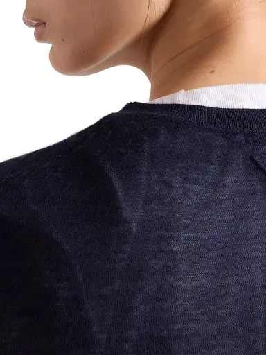 Prada Women's Cashmere and Silk Crew-Neck Sweater - Blue - Size 8 | Thumbnail 5 Prada Women's Cashmere and Silk Crew-Neck Sweater - Blue - Size 8 | Thumbnail 5