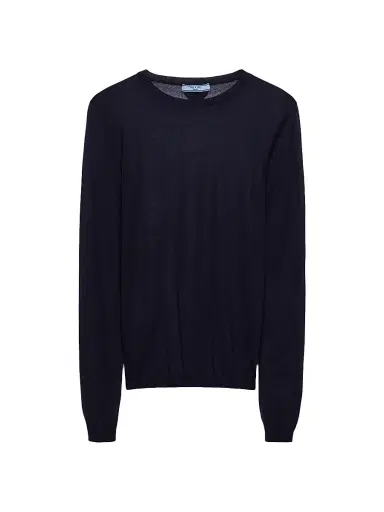 Prada Women's Cashmere and Silk Crew-Neck Sweater - Blue - Size 8 | Thumbnail 1 Prada Women's Cashmere and Silk Crew-Neck Sweater - Blue - Size 8 | Thumbnail 1