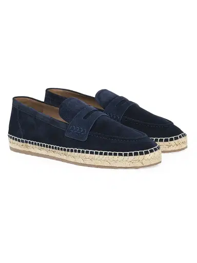 Gianvito Rossi Men's Lido Suede Espadrille Penny Loafers - Dark Blue - Size 12 | Thumbnail 2