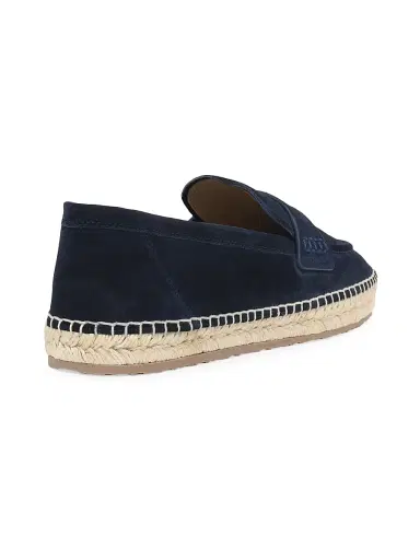 Gianvito Rossi Men's Lido Suede Espadrille Penny Loafers - Dark Blue - Size 12 | Thumbnail 3