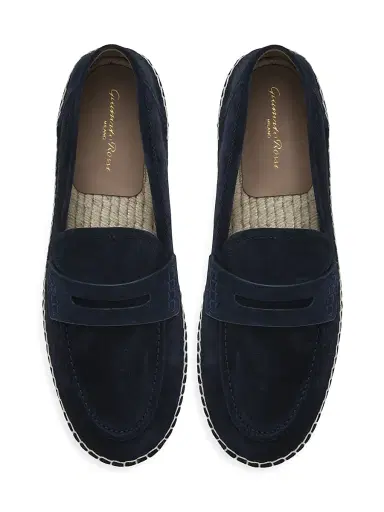 Gianvito Rossi Men's Lido Suede Espadrille Penny Loafers - Dark Blue - Size 12 | Thumbnail 4