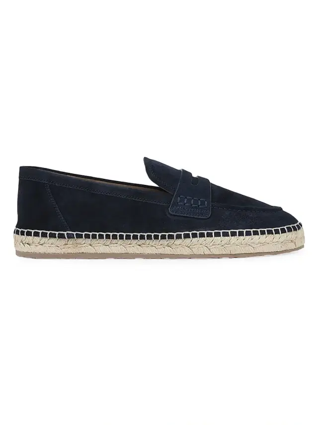 Men's Lido Suede Espadrille Penny Loafers - Dark Blue