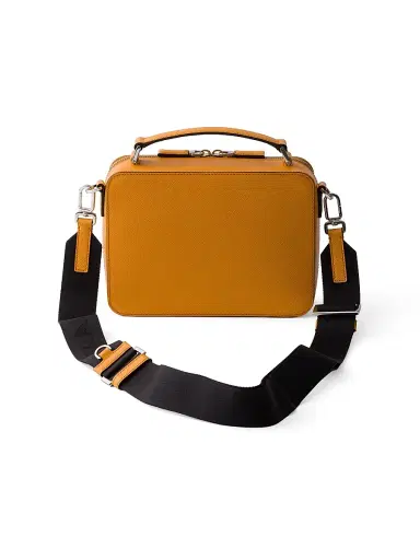 Prada Men's Brique Saffiano Leather Bag - Orange | Thumbnail 3