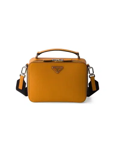 Prada Men's Brique Saffiano Leather Bag - Orange | Thumbnail 1