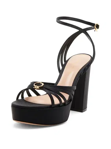 Gianvito Rossi Women's 100MM Crepe Satin Platform Sandals - Black | Thumbnail 2