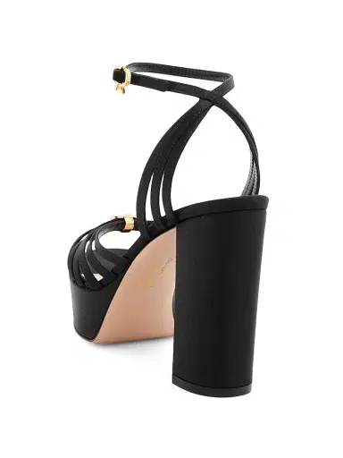 Gianvito Rossi Women's 100MM Crepe Satin Platform Sandals - Black | Thumbnail 4