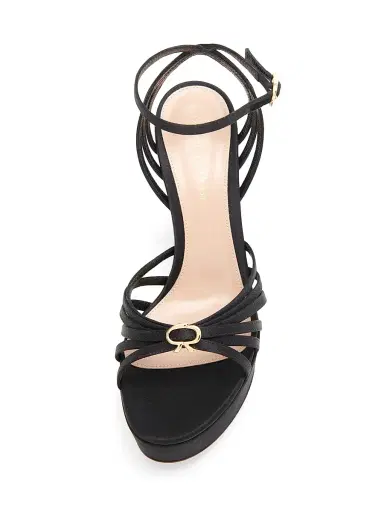 Gianvito Rossi Women's 100MM Crepe Satin Platform Sandals - Black | Thumbnail 5