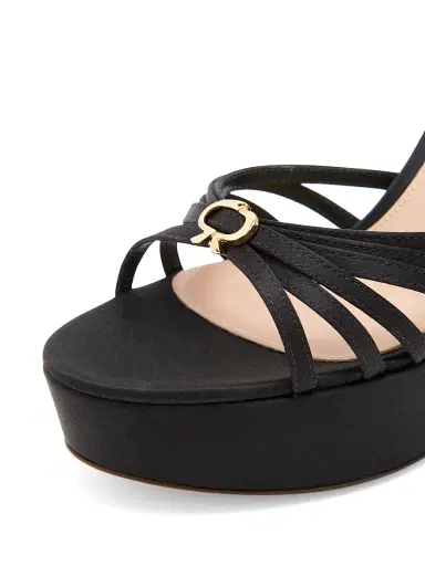 Gianvito Rossi Women's 100MM Crepe Satin Platform Sandals - Black | Thumbnail 6