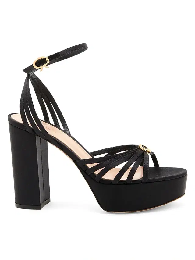 Gianvito Rossi Women's 100MM Crepe Satin Platform Sandals - Black